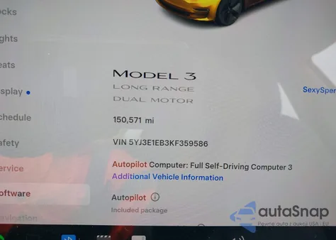 2019 Tesla Model 3 Long Range/Performance from USA, damaged, VIN 5YJ3E1EB3KF359586